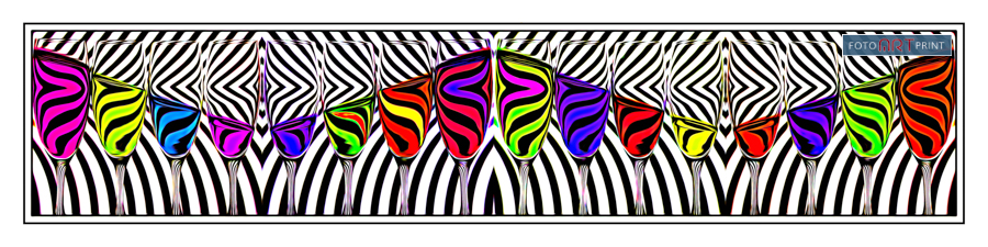 13 Champagneglazen Popart